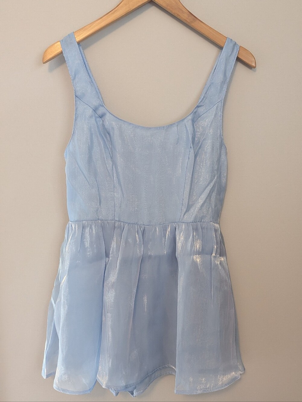 NWT Lelis Collection Metallic Blue Skirted Romper Sz Small